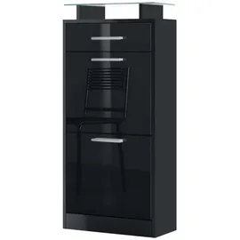 Vladon Loret V2 46 x 104 x 23 cm mit 1 Schublade schwarz matt / schwarz