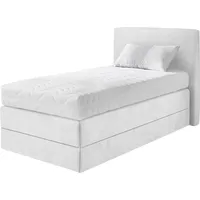 Westfalia Schlafkomfort Boxspringbett, weiß, B:135cm L:205cm, Microvelours (100% Polyester),
