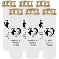 HS Candle Grabkerze GK-03859 (6-tlg), Grabkerze Brenndauer 170 Stunden mit Motiven