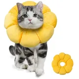 LATRAT 1 Stück Katze Halskrause Sonnenblume Katze Wiederherstellung Halsband für Katzen Einstellbarer Schutzkragen für Kätzchen Kleiner Hunde Wundheilung Nach Einer Haustieroperation, M
