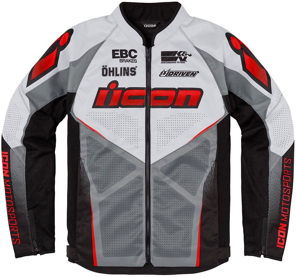 Icon Hooligan U-Bolt, veste en textile - Noir/Gris/Gris Clair/Rouge - S