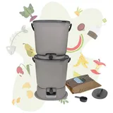 Skaza Exceeding Expectations Bokashi Starter Set mit 2 Bokashi Eimer, grau