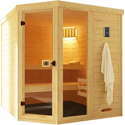 Sauna WEKA "Laukkala", beige (natur), Saunaofen, externe Steuerung, 7,5 kW, Saunen, 7,5 kW-Ofen mit digitaler Steuerung