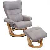 MCA Furniture MCA Relaxsessel Montreal, Fernsehsessel Hocker, Stoff/Textil 130kg belastbar ~ hellgrau, naturbraun