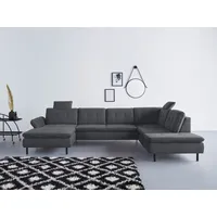 Wohnlandschaft INOSIGN "Birkholm U-Form", grau, B:347cm H:83cm T:226cm, 100% Polyester, Sofas, Wohnlandschaft, Armlehnverstellung, auch in Easy Clean Bezug - mit Wasser zu reinigen