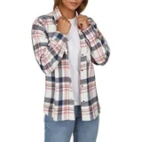denimfy Damen kariert Baumwolle warm dickes Material Hemdjacke Overshirt DFIsabella Regular Fit Regular Fit Knopfleiste M