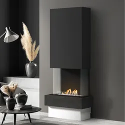 muenkel design Garda [moderner Design Ethanolkamin]: Nero (Schiefer schwarz) - Planika Senso - Haube schwarz-grau