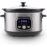 Lauben Slow Cooker 3500SB, Dampfgarer + Reiskocher, Silber