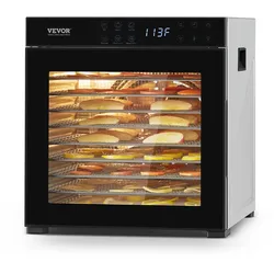 VEVOR Dörrgerät Dörrautomat 10 Tabletts Edelstahl 1kW für Obst Trocknen