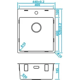 Solido Cablpp40kr10 rechts Flächenbündig Edelstahl Handbetätigung 440 x 185 mm