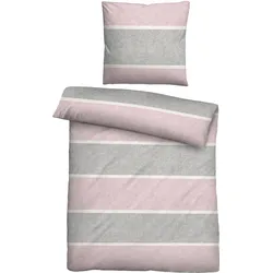 Bettwäsche BIBERNA "Jonas", rosa (rose), B/L: 155cm x 220cm, , Flanell, B/L: 80cm x 80cm, Flanell, Obermaterial: 100% Baumwolle, Bettwäsche, kuschelig warm, weich, pflegeleicht, 100% Baumwolle, made in Germany