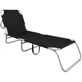 Mojawo Gartenliege Sonnenliege Relaxliege Liege 3-Bein Campingliege klappbar Schwarz mit Trageschlaufen 186x55x24cm