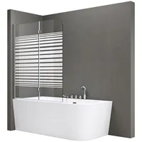 doporro 120x140 cm Design-Duschwand für Badewanne Badewannenaufsatz Duschabtrennung 6mm ESG-Sicherheitsglas inkl.