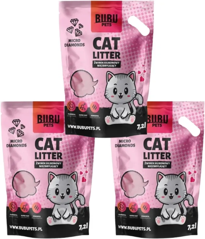 BUBU Pets Silikon-Zwischenlage Micro Pink Streu 3x7,2l