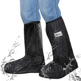 Schuhüberzieher Regenüberschuhe Wasserdicht Schuhe Überschuhe für Männer Frauen, Outdoor Rutschfester Schuhüberzieher Regenschutz Regenschuhe für Regen Schnee Staub, Wiederverwendbar, Schwarz M - M