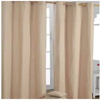 Homescapes - Gardinen mit Ösen unifarben beige im 2er Set, 228 x 137 cm