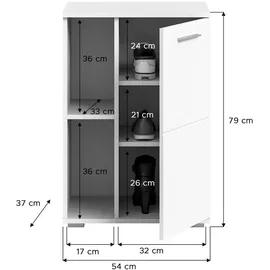 VCM Prego 55 x 79 x 37 cm hochglänzend / weiß