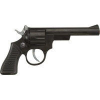 J.G.Schrödel Junior: Spielzeugpistole für Zündplättchen, in Geschenkebox, ideal für das Cowboy- oder Polizeikostüm, 100 Schuss, 21 cm, schwarz (401 0915)