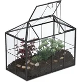 Relaxdays Pflanzenterrarium Glas & Zinn schwarz