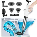 Abflussreiniger Pumpe, Toiletten Pömpel Rohrreiniger Druckluft Toilet Plunger WC Verstopfung Entfernen mit 4 Saugnäpfen Manometer Pömpel Abfluss für Waschbecken Toiletten Badezimmer Dusche Küche