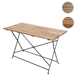Biergartentisch HWC-J40, Klapptisch Gartentisch, Gastronomie-Qualit√§t Akazie MVG-zertifiziert 120x60cm ~ naturfarben
