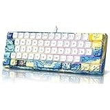 MIHIYIRY 60% Mechanische Gaming-Tastatur, Mini Mechanische Tastatur 62 Tasten mit Rotem Switch und RGB-Hintergrundbeleuchtung für Windows und Mac (QWERTZ-Layout)