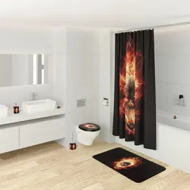 Sanilo Bettwäsche Totenkopf in Flammen Schwarz 135 x 200 cm + 80 x 80 cm