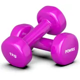 Vinyl Hanteln Paar (2 x 1 kg (Pink)) Ideal für Gymnastik Aerobic Pilates 0,5 kg – 10 kg I Kurzhantel Set