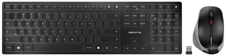 Cherry DW 9500 Slim, Kabelloses Maus/Tastatur-Set, Bluetooth und RF-Übertragung, Ergonomisches Design, QWERTZ-Layout