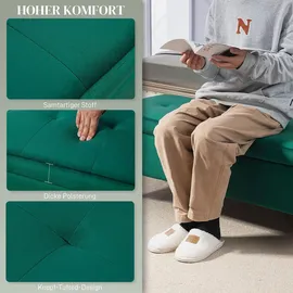Homcom Sitzbank mit Stauraum, Polsterbank mit Samtoptik, Metallbeine, Grün
