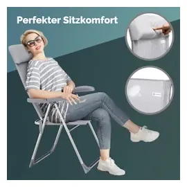 CASARIA Gartenstuhl 4er-Set Grau meliert Alu klappbar