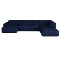 Emoebel24 Ecksofa U-form rechts 364x262x70 cm modular Sofa Bergi Dunkelblau - Dunkelblau