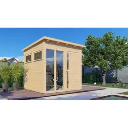 Gartenhaus BERTILO "Pentus 2 Office, in verschiedenen Farben", beige (natural), Fußboden im Gartenhaus, ohne Dacheindeckung, Holzwerkstoff, Gartenhäuser