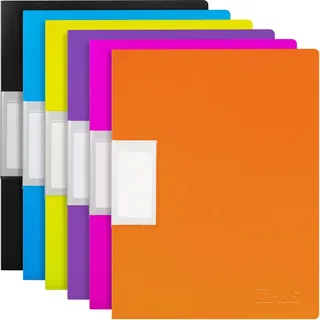H&S Sichtbuch A4 mit Klarsichthüllen - Mappe im 6er-Set mit Klarsichthüllen - Sichtmappe A4 - Mehrfarbige Hefter und Ordner mit Folien - Mit 30 herausnehmbaren Folien