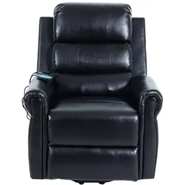 Mendler Fernsehsessel HWC-K63, Relaxsessel Sessel, Liegefunktion Aufstehhilfe Massage Heizfunktion, Kunstleder - schwarz