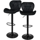 ML-Design Barhocker 2er Set Schwarz, Gepolsterter Barstuhl mit Rückenlehne und Fußstütze, höhenverstellbar 59-79 cm, Esszimmer, Barmöbel, Barhocker