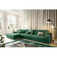 KAWOLA Sofa LANA XL Ecksofa Cord smaragd Recamiere links