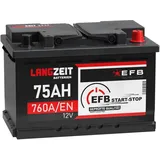 LANGZEIT EFB Batterie 75Ah 12V 760A/EN Start-Stop Batterie Autobatterie 70Ah