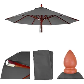 Mendler Ersatz-Bezug für Gastronomie Holz-Sonnenschirm HWC-C57, Sonnenschirmbezug, rund Ø4m Polyester 3kg - anthrazit