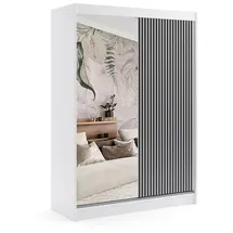 altdecor Schiebetürenschrank VILO 150 x 215 x 61 cm Weiß/Schwarz