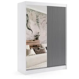 altdecor Schiebetürenschrank VILO 150 x 215 x 61 cm Weiß/Schwarz