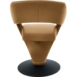 K+W Komfort & Wohnen Drehstuhl K+W KOMFORT & WOHNEN "Kansas", gelb (curcuma 71), B:62cm H:87cm T:64cm, Stühle, Esszimmerstuhl, Design Leder-Drehsessel mit hohem Sitzkomfort, Drehteller in schwarz