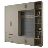 ABIKS MÖBEL Kompaktgarderobe INOVA 3 SATZ 10 Möbelset, Garderobe mit Kleiderstange und Regalen schwarz