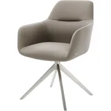 DeLife Esszimmerstuhl Pejo-Flex Kreuzgestell breit Edelstahl Echt-Leder Schlamm 360° drehbar Wippfunktion Taschenfederkern