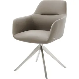 DeLife Esszimmerstuhl Pejo-Flex Kreuzgestell breit Edelstahl Echt-Leder Schlamm 360° drehbar Wippfunktion Taschenfederkern