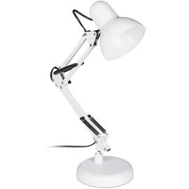 Relaxdays Schreibtischlampe, Gelenk-Arm, schwenkbar, Büro Leselampe, Metall, E27, HxBxT: 50 x 27 x 15 cm, weiß