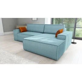 A&J MöbelLand Eckcouch mit Schlaffunktion 2-Sitzer Blau