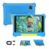 Byxsb Kinder Tablet 7-Zoll Android 13, 5GB RAM 32GB ROM, mit Kindersicherung und Kindererziehung, Bluetooth, WiFi, Dual-Kameras, GMS, stoßfestes Gehäuse, vorinstallierte Kinderanwendungen(Blau)