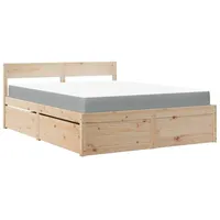 VidaXL Bett mit Schubladen und Matratze 140x200 cm Massivholz