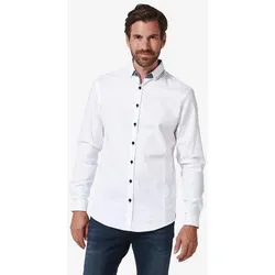 ENGBERS GERMANY Herren Langarm-Hemd dezent glänzend weiß regular uni Button Under - L